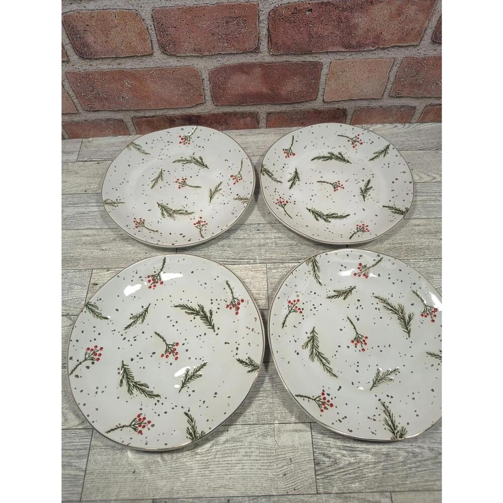 Set of 4 Potter's Studio Red Gold Berry Salad/Dessert Plates 7 5/8" Brand New